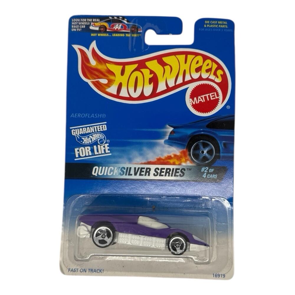 1997 Hot Wheels #546 Quicksilver Series 2/4 AEROFLASH Purple-White w/Chrome 3 Sp
